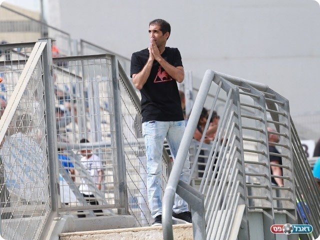 שלומי פרץ. השמחה שלו התפרצה בסיום המשחק (קובי פורטל)